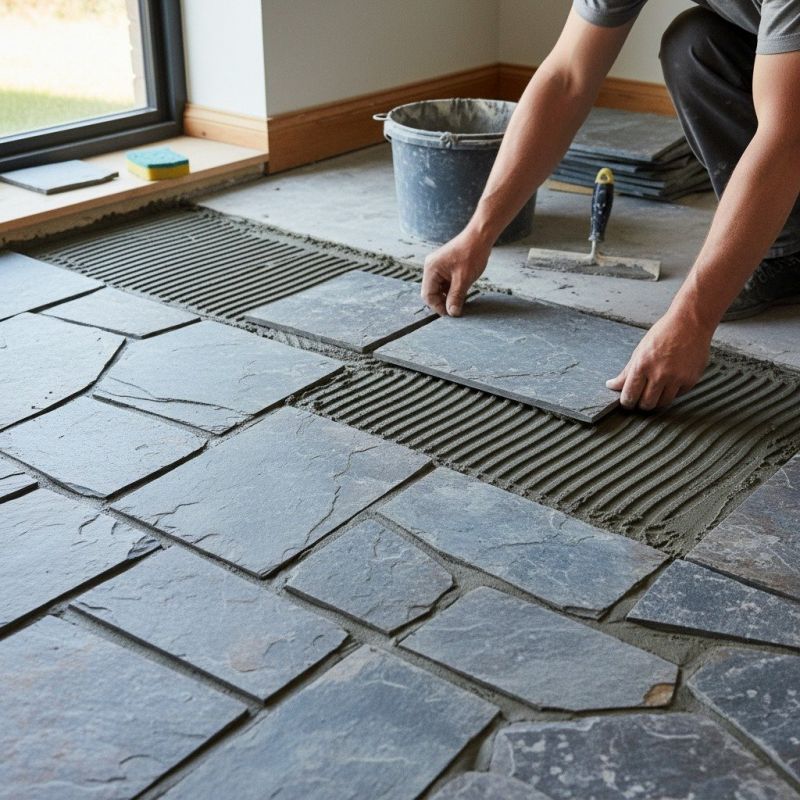 Slate Tile Floor Installation